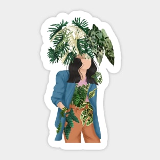 Plant Head, Girl Illustration 10 Sticker